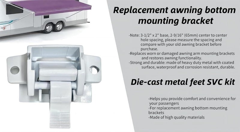 UYG Compatible 3104653.005 3310811.009M RV Camper Trailer Bottom Mounting Bracket V/Camper/Trailer - A&E/ Awning Arm Lower Mounting Foot Combination (White) - Image 5